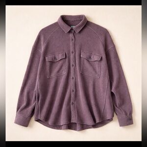 Aerie LumberJane Waffle Shirt Woman XL Brown Boxy Oversized Comfy Layering 2023